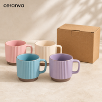 Tasses en céramique empilables en grès, avec fond en argile décoré, pour lait, café, latte – En stock, vente chaude, idéales pour les cadeaux