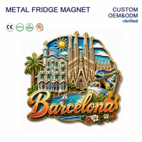 Aimants de réfrigérateur personnalisés en métal écologique, souvenirs de voyage de la ville de Barcelone, Espagne, vente en gros