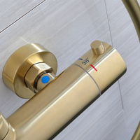 Haute qualité avec 5 ans de garantie ensemble de douche de salle de bain thermostatique en laiton doré brossé système de douche robinet de douche de bain