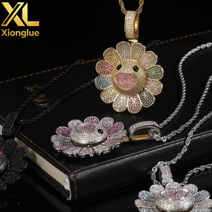 Collares con Colgante de Girasol Multicolor, Estilo Hip Hop, Unisex, Resistentes al Deslustre, Chapados en Oro de 18K, con Circonitas Incrustadas - Product Image 5