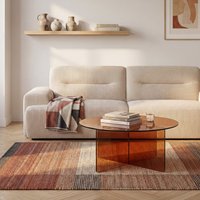 Table basse moderne ronde en verre trempé de 80 cm avec base géométrique unique, style Bauhaus, montage facile pour salon