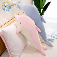 Schattig superzacht aanpasbaar kleurenrijk dierenvormig kussen gevuld met PP katoen roze dolfijn babybed hangend grijs pluche LinkBrand