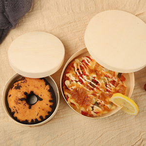 Emballage de sushi jetable biodégradable personnalisé, boîte à fromage en bois avec couvercle pour boulangerie et gâteaux, placage de <span class=keywords><strong>brie</strong></span> - Product Image 1