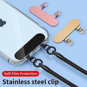 Cordon universel pour téléphone avec patch en acier inoxydable et anneau en D, attache de sécurité pour téléphone portable en forme de corde, clip métallique pour téléphone - Product Image 3