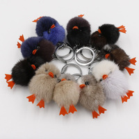 Porte-clés peluche poussin Kawaii jouets cadeau Pom Pom porte-clés vente en gros peluche canard animaux boule de fourrure mini peluche porte-clés