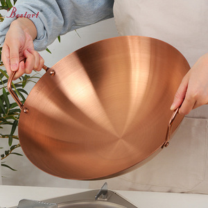 <span class=keywords><strong>Wok</strong></span> chinois en acier inoxydable à fond rond 34 cm, antiadhésif, double poignée, qualité alimentaire, avec support de casserole - Product Image 6