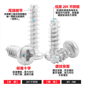 Tornillos autorroscantes de acero inoxidable Prosperity M3 M4 M5 M6 de cabeza redonda Phillips para equipos de transporte ferroviario - Product Image 2