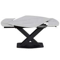 Table de Salle à Manger Extensible Luxe Marbre Rond à Ovale en Céramique, Table à Manger Ovale Marbre 8 Places