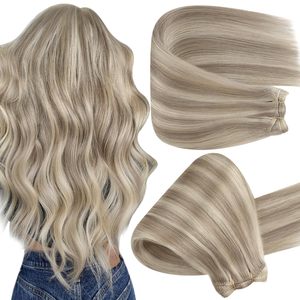 Haarverlengingen van echt haar 12-22 inch Naai-in haarverlengingen Steil haar Weft Kleur P18A-613 Bleach Blonde Mrshair - Product Image 5
