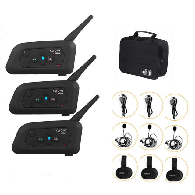 XiNOWY V4C Wholesale Price 3 Knights Motorcycle Bluetooth Football Referee Intercom 1200M Full Duplex Bluetooth Headset Handbag