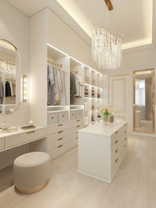 Vermonhouzz Armoire de <span class=keywords><strong>dressing</strong></span> contemporaine haut de gamme sur mesure avec zone de suspension ouverte et tiroirs intégrés pour hôtel - Product Image 6