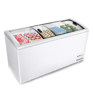 Congelador comercial usado de doble puerta ajustable de acero inoxidable para helados, <span class=keywords><strong>vitrina</strong></span> expositora, congelador tipo arcón para restaurante, para gelato y postres. - Product Image 1