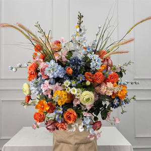 Venta al por mayor de fábrica de bolas de flores artificiales de seda, bolas de flores azules y naranjas para decoración de bodas - Product Image 1