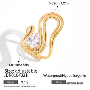 2026 New Trendy 18k Gold <b>Plate</b> Stainless Steel <b>Rings</b> Modern Minimalist Lines Double-layer Hollow Geometric Zircon Open <b>Ring</b> - Product Image 3