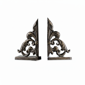 Juego de sujetalibros de Metal de hierro decorativo antiguo acabado negro para estantes de libros de mesa soporte de libros sujetalibros de escritorio - Product Image 1