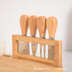 Planche à fromage en bambou avec couteaux, planche à découper multifonctionnelle pour fruits, pain, légumes, charcuterie, plateau à pizza - Product Image 4