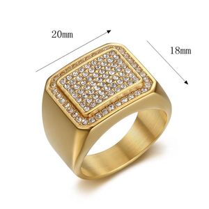 Bague carrée pour homme en micro-pavé de diamants, or et argent, bijoux géométriques tendance, cadeau - Product Image 4