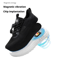Chaussures de course et de marche unisexes faciles à enfiler, respirantes, avec empeigne en mesh, semelle intermédiaire en EVA, talon lumineux et coussin magnétique