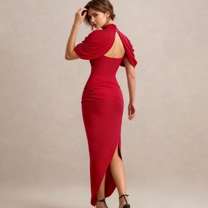 Nueva Llegada, Vestidos Elegantes y Ajustados para Mujer, con Pliegues, Espalda Descubierta, Sexy, a la Moda - Product Image 2