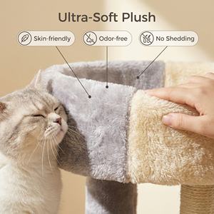 עץ חתולים מודרני משולב רב-שכבתי ידידותי לסביבה, בית חתולים גדול, מסגרת טיפוס, פלטפורמת קפיצה, משטח גירוד לחתולים - Product Image 5