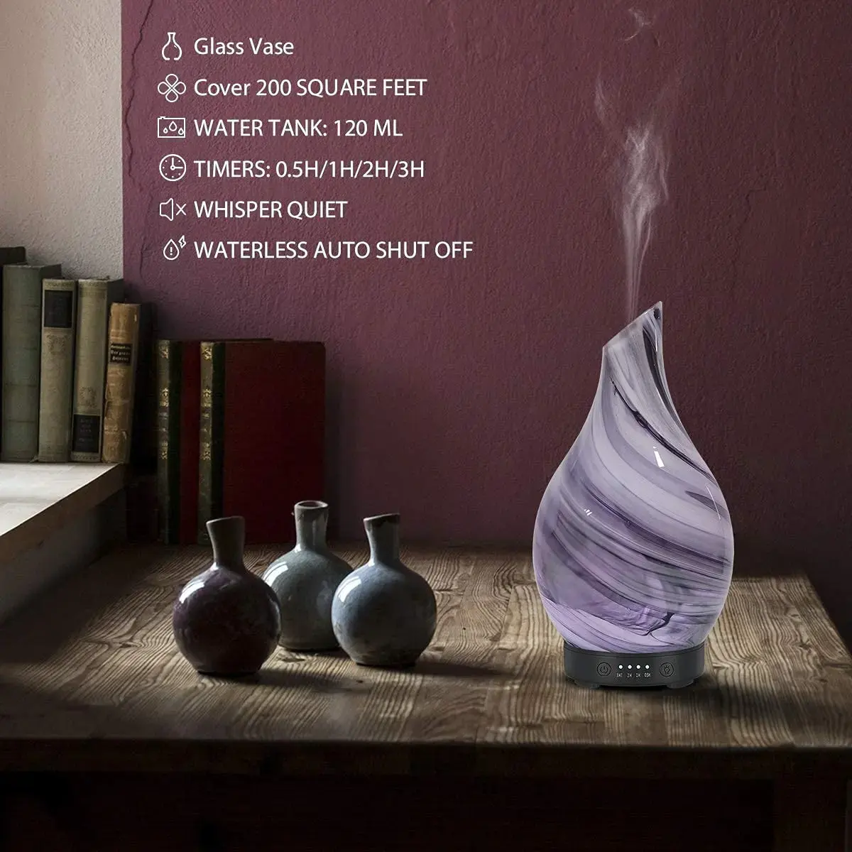 Honsun ตัวกระจายกลิ่นหอมรูปแจกันปากเฉียง2023 120มล. เครื่องใช้ในครัวเรือนเครื่องกระจายกลิ่นหอมแบบตั้งโต๊ะสำหรับบ้าน