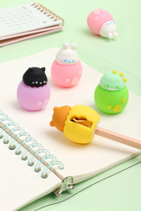 Taille-crayon en silicone motif animal kawaii, design Eggman's Party, pour étudiants et bureau, papeterie créative - Product Image 4