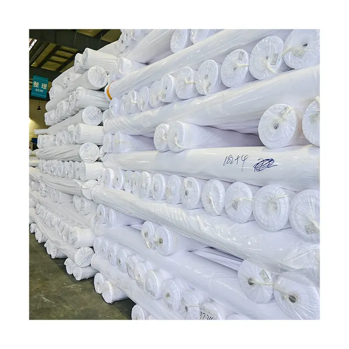 Fabrika ucuz fiyat 100% Polyester ağartılmış kumaş toplu Polyester karışık kumaş