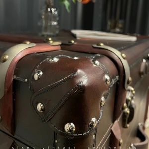 Cassettiera Vintage Retrò <span class=keywords><strong>in</strong></span> Stile Americano e Britannico con Cinque Cassetti Mobili, Finitura <span class=keywords><strong>in</strong></span> Pelle Cerata per Soggiorno - Product Image 5