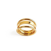 Koreanischer Minimalistischer Edelstahl-Damenring 18K Vergoldet Breiter Ring mit Durchbrochenem Geometrischem Design für den Alltag