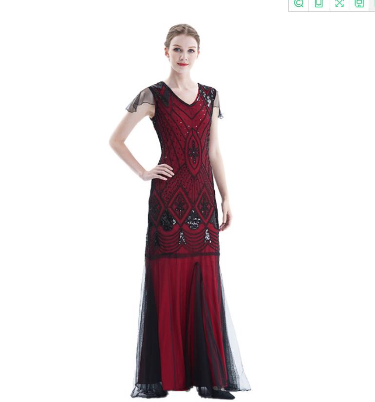 Prettyguide Women's 1920s Black Sequin Gatsby Maxi Dress