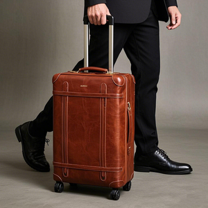 Venta al por mayor de gran capacidad de viaje de negocios caso de cuero genuino de los hombres bolsa de la carretilla del equipaje maletas con ruedas - Product Image 4