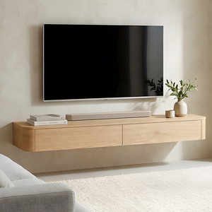 <span class=keywords><strong>Meuble</strong></span> <span class=keywords><strong>TV</strong></span> mural en bois flottant à bords arrondis, console multimédia en cachemire, <span class=keywords><strong>meuble</strong></span> <span class=keywords><strong>TV</strong></span> suspendu - Product Image 2