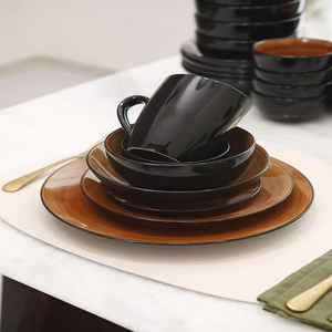 ชุดเครื่องครัวขายดีที่สุด ดีไซน์ไม่ซ้ำใคร ประกอบด้วยจาน ชาม และแก้วน้ำ ชุดเครื่องครัวทรงกลมสีเหลือง ชุดอาหารเย็น - Product Image 4