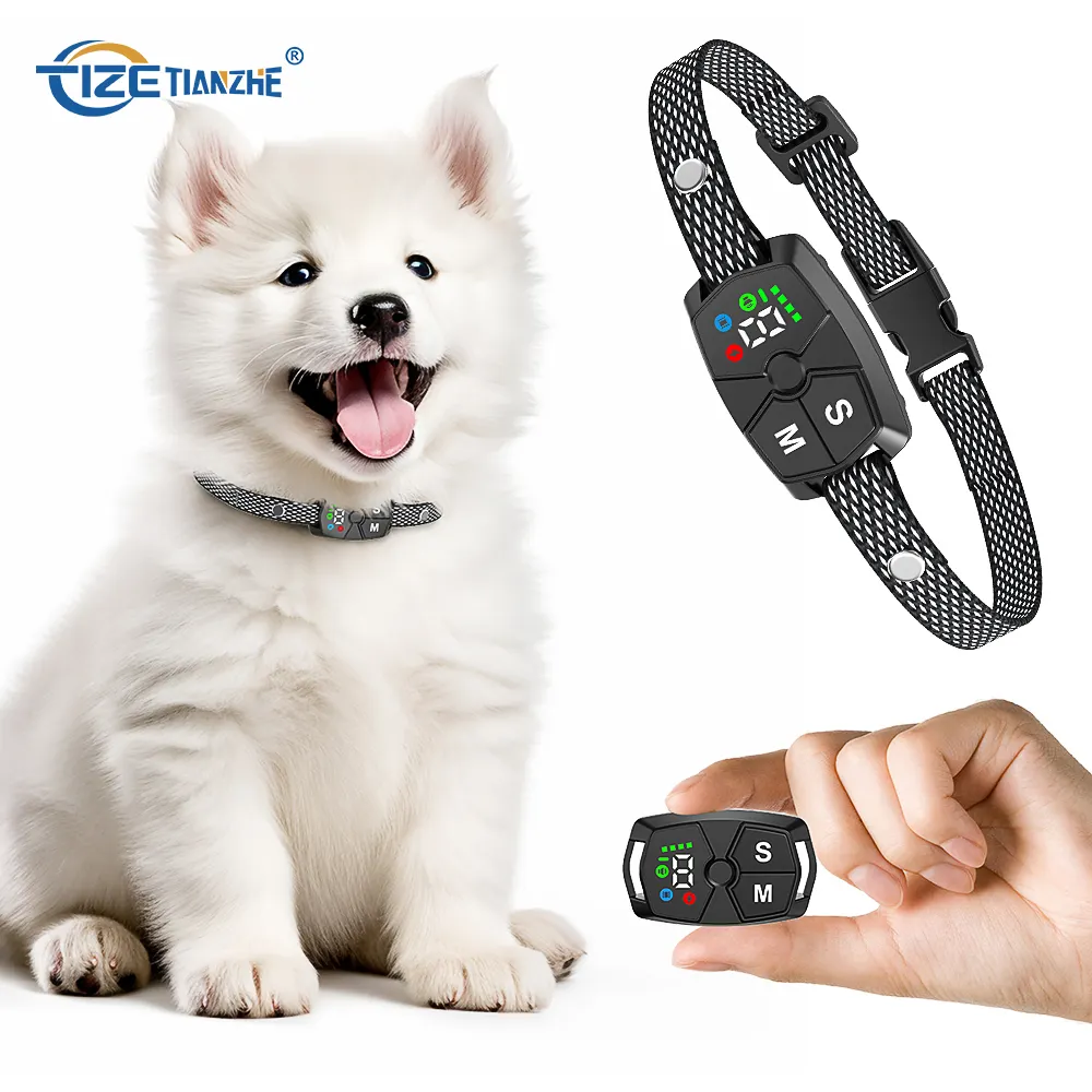 TIZE Neuer schein ung Pet Products Pupy Dog Wiederauf ladbarer Farbbild schirm Dog Control Device Barking Collar