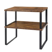 Étagère de rangement en bois multifonctionnelle à 2 niveaux, support à épices, organisateur de cuisine pour comptoir, armoire, salon, présentoir de bureau