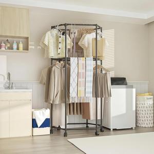 Nuevo Diseño Moderno, Tendedero de Ropa Metálico Multifuncional, Desmontable, Rectangular, de Doble Capa, Gran Capacidad, Ahorra Espacio - Product Image 4
