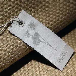 Custom Printing Brand Logo Natural Organic Cotton Fabric Clothing Cloth Hangtag Label Hang Tag With Eyelet Clothing Label Tags