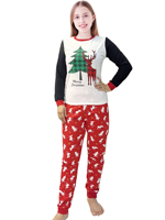 Pyjamas de famille assortis, imprimé sapin de Noël et rennes, vêtements de nuit doux et respirants, tenue de vacances à manches longues pour toute la famille