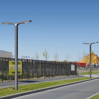 Lampe solaire LED pour rue et jardin, 30WX2, batterie 3.2V 60AH, lumière élégante et moderne, 6000K, PC aluminium, IP65, 1460X190MM