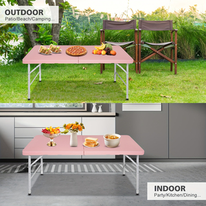 Mesa de Comedor Plegable Portátil Moderna de 4/6/8 Pies, Muebles de Exterior Ligeros de Hierro, Material Plástico Apilable Resistente al Agua - Product Image 3