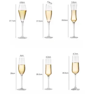 Toptan kristal şampanya flüt kadehler, köpüklü şarap yüksek ayak bardak seti, yaratıcı Stemware
