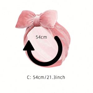 Gorro de terciopelo con lazo grande para niña, turbante suave con lazo, diadema elástica, gorro antideslizante, gorros tipo beanie - Product Image 4