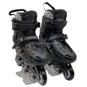 Patins à roues alignées plats professionnels à 4 roues pour adultes et enfants motif de fleurs cadre en alliage d'aluminium patins à roulettes couleur or noir - Product Image 5