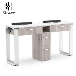 Modern Wood Color Customizable Single Double Triple Quadruple Positions Seats <b>Foldable</b> Nail Tech Table Ventilation Living Room - Product Image 2