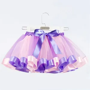 RTS Sommer Kinder Kleidung Baby Mädchen Puffy Rainbow Plissee Tutu Röcke für Kinder 2-16 Jahre Party TUTU Princess Dance Kleider