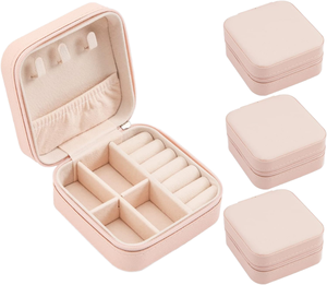 Estuche de Joyería Portátil Cuadrado con Cierre, Caja de Almacenamiento de Joyas de Cuero PU con Múltiples Compartimentos para Aretes, Anillos y Collares - Product Image 2