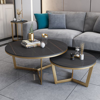 Mobilier de salon rond, moderne, blanc, centre de table, ensemble table basse en marbre