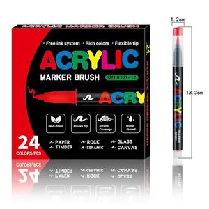 ปากกาอะคริลิคหัวพู่กัน 24 สี ระบบเติมหมึกฟรี ชุดปากกาอะคริลิคแบบขายส่ง ชุดสีอะคริลิคสำหรับงาน DIY ปากกาเพ้นท์อะคริลิคหัวพู่กันหลากสี - Product Image 2