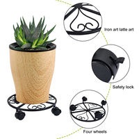 VERTAK noir intérieur métal porte-pot protecteur de sol maison patio pot mover plante trolley