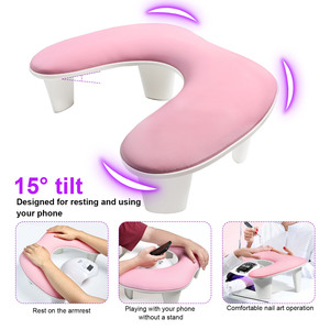 Coussin de manucure en cuir PU en forme de U, support amovible, design inclinable, confortable, simple, multifonctionnel, pour table de manucure - Product Image 2